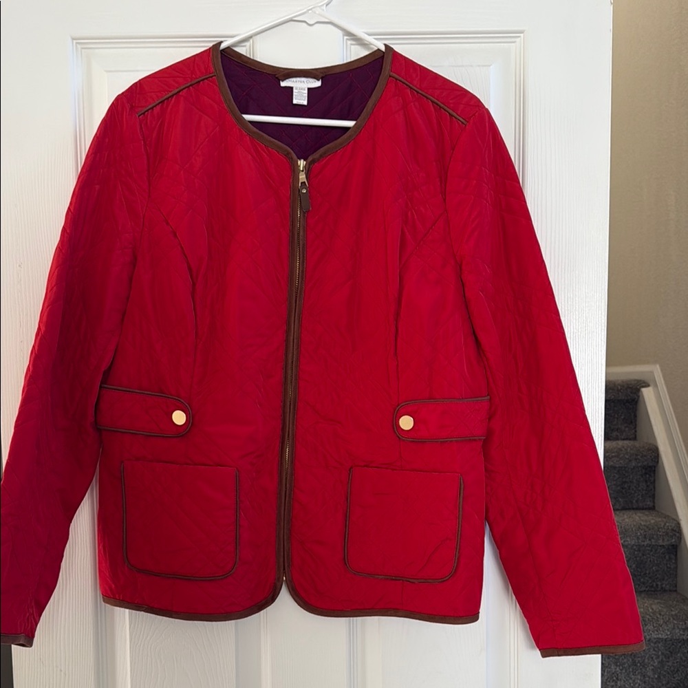 Charter Club Red Utility Jacket with Structured Silhouette